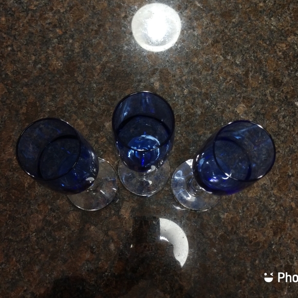 Libbey-Set Of 3 Blue Champagne Flutes - Picture 2 of 2